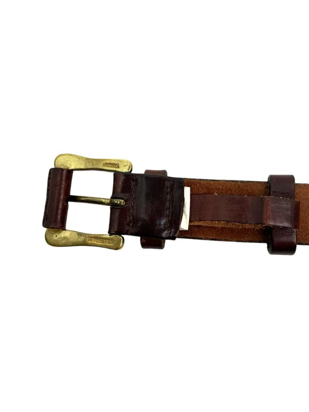 Vintage GAP Leather Belt With Solid Brass Buckle Mens 38 Brown